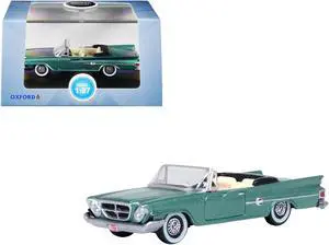 1961 Chrysler 300 Convertible Pinewood Green Metallic 1/87 (HO) Scale Diecast Model Car by Oxford Diecast