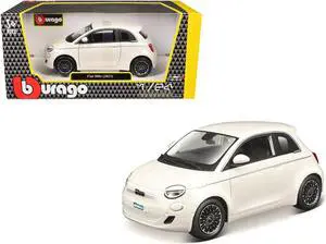 2023 Fiat 500e White 1/24 Diecast Model Car by Bburago
