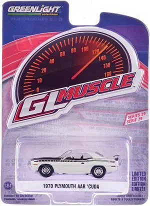 1970 Plymouth AAR Barracuda Alpine White with Stripes "GreenLight Muscle" Series 29 1/64 Diecast Model Car by Greenlight