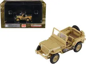 U.S. 1/4 ton Military Vehicle Desert Sand "Bernard Montgomery, Sicily" (1943) Royal Army 1/72 Diecast Model by Hobby Master