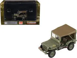 U.S. 1/4 ton Military Vehicle Olive Drab "Gen. Douglas MacArthur, Leyte, WWII" (1945) US Army 1/72 Diecast Model by Hobby Master