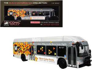 New Flyer Xcelsior XN40 Transit Bus "Los Angeles Metro" Gray with Graphics 1/87 (HO) Diecast Model by Iconic Replicas
