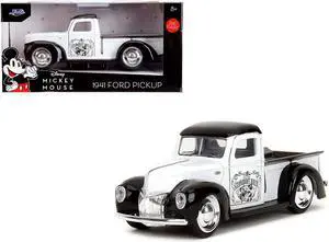 1941 Ford Pickup Truck "Mickey Mouse - Steamboat Willie" White and Black "Hollywood Rides" Series 1/32 Diecast Model Car by Jada