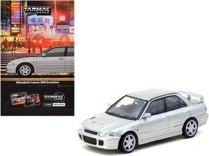 Mitsubishi Lancer GSR Evolution RHD Silver Metallic with Tarmac Cards "Global64" Series 1/64 Diecast Model by Tarmac Works
