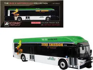 New Flyer Xcelsior XHE40 Transit Bus "AC Transit" White and Green with Graphics 1/87 (HO) Scale Diecast Model by Iconic Replicas