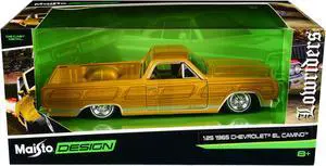 1965 Chevrolet El Camino Lowrider Gold Metallic with Graphics "Lowriders" Series 1/25 Diecast Model Car by Maisto