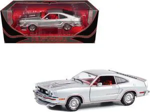 1978 Ford Mustang II King Cobra Silver Metallic with Red and Black Hood Stripes 1/18 Diecast Model Car by Greenlight