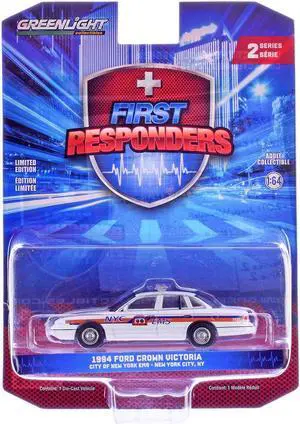 1994 Ford Crown Victoria "NYC EMS" White with Blue and Red "First Responders" Series 2 1/64 Diecast Model Car by Greenlight