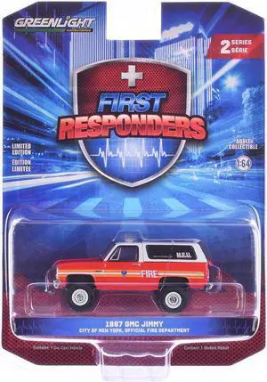 1987 GMC Jimmy "FDNY M.E.U. Red and White "First Responders" Series 2  1/64 Diecast Model Car by Greenlight