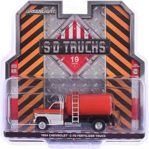 1984 Chevrolet C-70 Fertilizer Truck Red and White Cab with Red Tank "S.D. Trucks" Series 19 1/64 Diecast Model by Greenlight