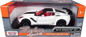 2019 Chevrolet Corvette ZR1 White and Black with Red Interior "Timeless Legends" Series 1/24 Diecast Model Car by Motormax