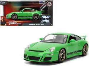 Porsche 911 GT3 (997) Green with Black Accents "Fast X" (2023) Movie "Fast & Furious" Series 1/24 Diecast Model Car by Jada