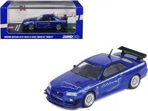 Nissan Skyline GT-R (R34) V-SPEC RHD (Right Hand Drive) "Tuned by Mine's" Blue Metallic 1/64 Diecast Model Car by Inno Models