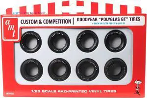 Model Kit "Goodyear Polyglas GT" Tires Set of 8 Pieces for 1/25 Scale Models by AMT