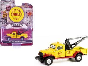 1949 Dodge Power Wagon Wrecker Tow Truck "Shell Oil" Yellow and Red 1/64 Diecast Model Car by Greenlight