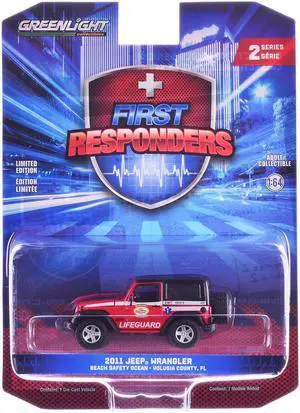 2011 Jeep Wrangler Red with White Stripes "First Responders" Series 2 1/64 Diecast Model Car by Greenlight