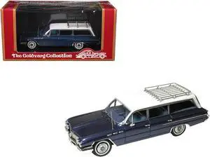 1962 Buick Invicta Station Wagon Cadet Blue Metallic with White Top and Blue Interior 1/43 Model car by Goldvarg Collection