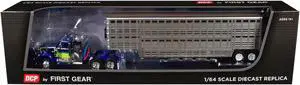 White Western Star 4900 with 36" Vintage Flat Top Sleeper & Wilson 45' Vintage Trailer Blue 1/64 Diecast Model by DCP/First Gear