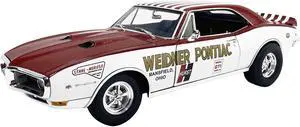 1968 Pontiac Firebird "First Ram Air II - Weidner Pontiac" White and Red with Stripes Limited Ed 1/18 Diecast Model Car by ACME