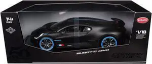 Bugatti Divo Carbon Fiber with Blue Accents "Carbon Series - Bburago 50th Anniversary" 1/18 Diecast Model Car by Bburago