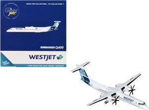 Bombardier Q400 Commercial Aircraft "WestJet" (C-FOEN) White with Blue Tail 1/400 Diecast Model Airplane by GeminiJets