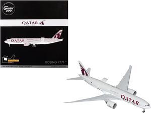 Boeing 777F Commercial Aircraft "Qatar Cargo" Gray with Graphics "Gemini 200" Series 1/200 Diecast Model Airplane by GeminiJets