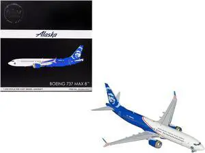 Boeing 737 MAX 8 Commercial Aircraft "Alaska Airlines" White and Blue "Gemini 200" Series 1/200 Diecast Model by GeminiJets