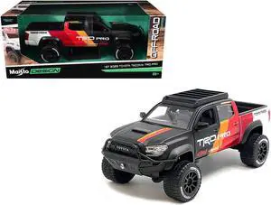 2023 Toyota Tacoma TRD PRO Off Road Truck Matt Black with Graphics and Roofrack 1/27 Diecast Model Car by Maisto