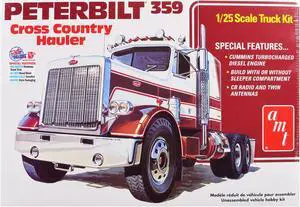 Skill 3 Model Kit Peterbilt 359 "Cross Country Hauler" 1/25 Scale Model by AMT
