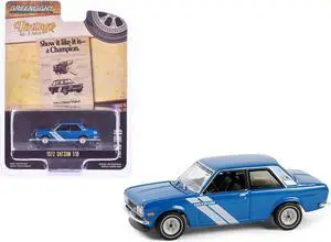 1972 Datsun 510 Blue Metallic with White "Vintage Ad Cars" Series 11 1/64 Diecast Model Car by Greenlight