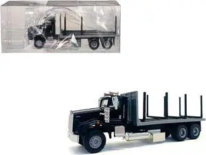 Kenworth T800 Stake Bed Truck Black 1/87 (HO) Scale Plastic Model Car by Promotex
