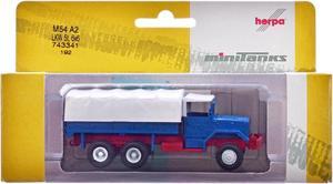 Am General M54 6X6 5/10 Ton Truck Blue with White Top 1/87 (HO) Plastic Model Car by Promotex