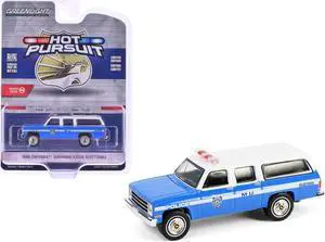 1990 Chevrolet Suburban K2500 Scottsdale "NYPD" Blue with White Top "Hot Pursuit" Series 46 1/64 Diecast Model Car by Greenlight