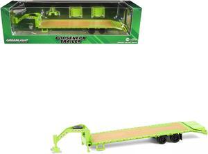 Gooseneck Trailer Lime Green with Red and White Conspicuity Stripes "Hobby Exclusive" 1/64 Diecast Model Car by Greenlight