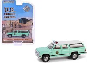 1990 Chevrolet Suburban K20 Scottsdale "US Border Patrol" Light Green with White Top 1/64 Diecast Model Car by Greenlight