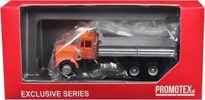 Peterbilt Dump Truck with Orange Cab 1/87 (HO) Plastic Model Car by Promotex