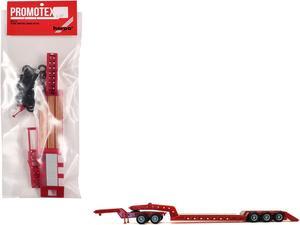 Heavy Equipment Lowboy Trailer with Jeep Red 1/87 (HO) Plastic Model by Promotex