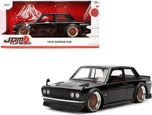1973 Datsun 510 Black with Gold Wheels "JDM Tuners" Series 1/24 Diecast Model Car by Jada
