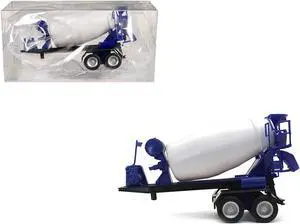 2-Axle Cement Mixer Trailer White and Blue 1/87 (HO) Plastic Model by Promotex