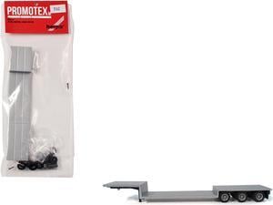 3-Axle Double-Drop Flatbed Trailer Silver Top 1/87 (HO) Plastic Model by Promotex
