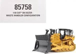 CAT Caterpillar D8 Track-Type Dozer (Waste Handler Configuration) Yellow "High Line" 1/50 Diecast Model made by Diecast Masters