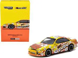 Nissan Silvia (S14) Vertex RHD "Hai Dudu - IMX Special Edition" Yellow & Orange with Graphics 1/64 Diecast Model by Tarmac Works