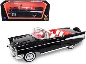 1957 Chevrolet Bel Air Convertible Black 1/18 Diecast Model Car by Road Signature