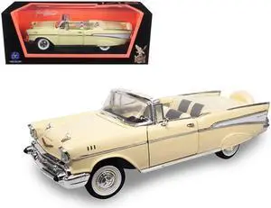 1957 Chevrolet Bel Air Convertible Cream 1/18 Diecast Model Car by Road Signature