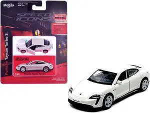 Porsche Taycan Turbo S White "Speed Icons" Series 1/64 Diecast Model Car by Maisto