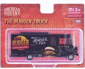 Food Truck "The Burger Truck" Black with Graphics 1/64 Diecast Model by American Diorama