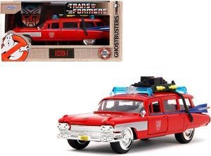 1959 Cadillac Ambulance Ecto-1 Red "Transformers" TV - "Ghostbusters" (1984) Movie Crossover 1/32 Diecast Model Car by Jada