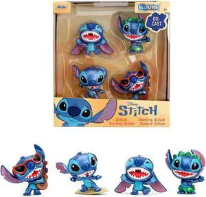 Set of 4 Diecast Figures "Disney's Stitch" "Metalfigs" Series Diecast Models by Jada