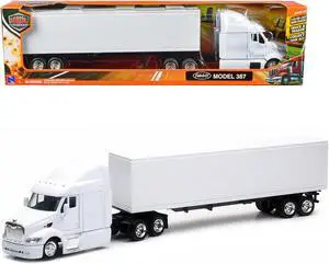 Peterbilt 387 Truck with Dry Goods Trailer White "Long Haul Trucker" Series 1/43 Diecast Model by New Ray