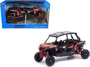 Polaris RZR XP 4 Turbo EPS Sport UTV Spectra Orange with Graphics and Black Top 1/18 Diecast Model by New Ray
